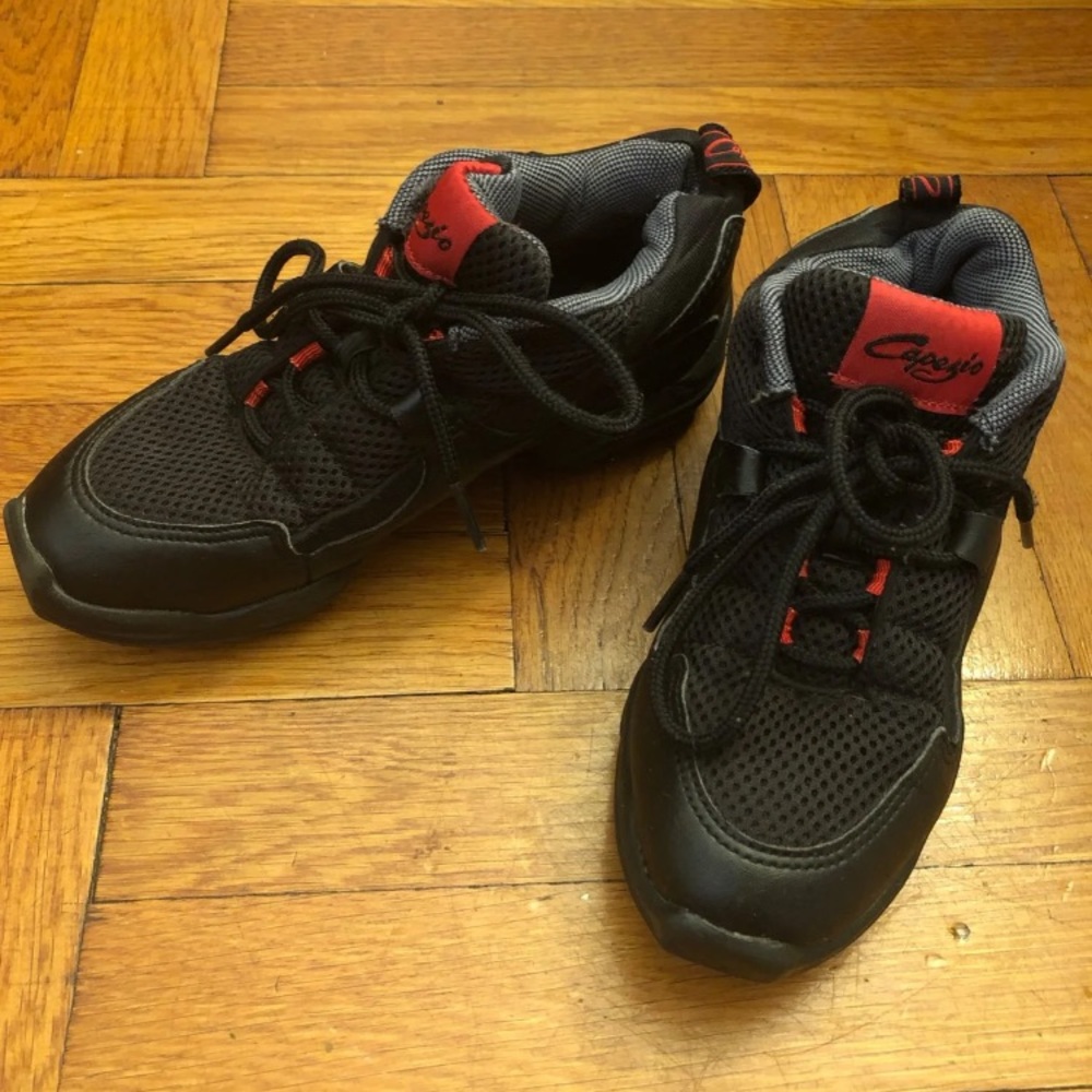 Capezio Mesh Black Red Dance Sneakers size 5
